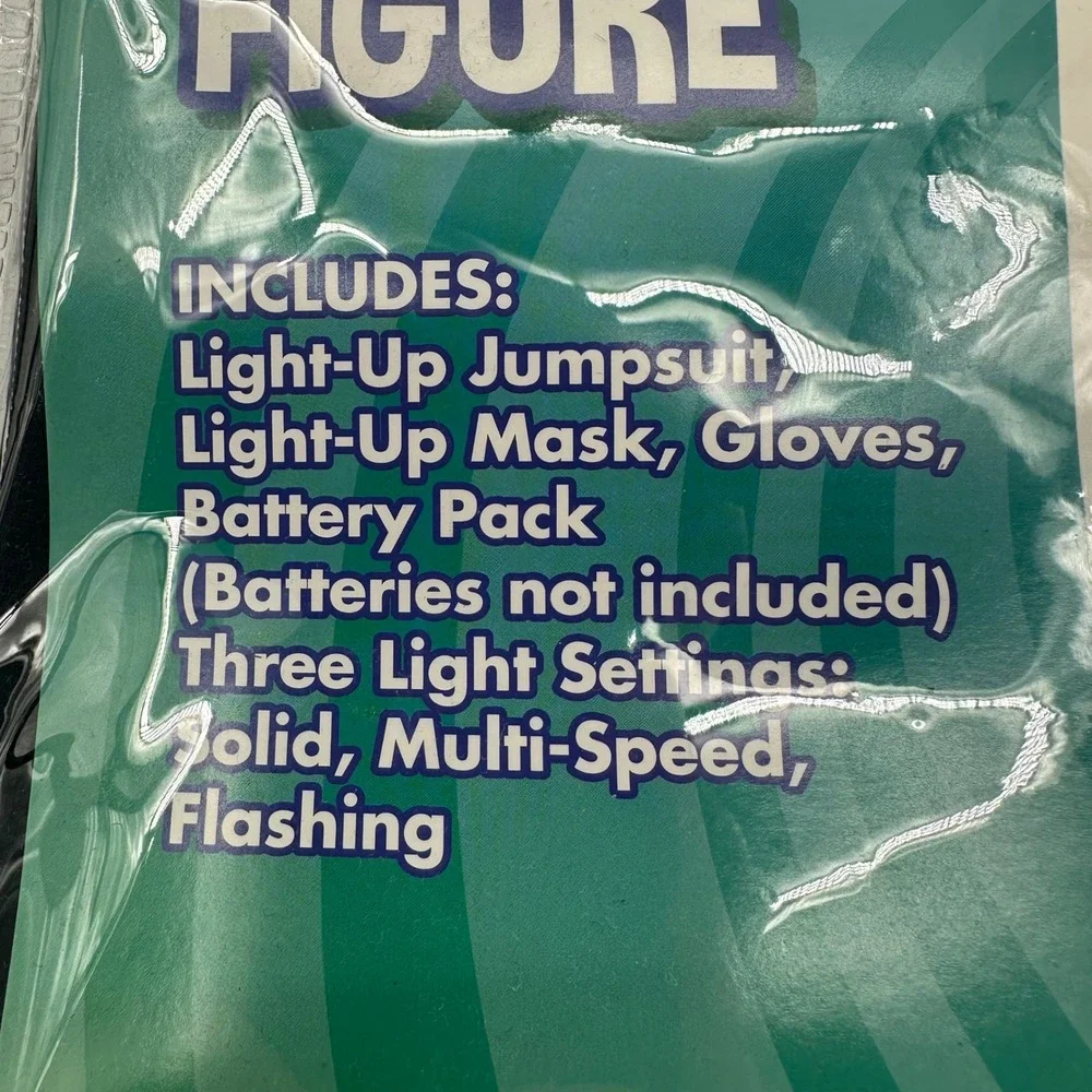 Spirit Halloween Green Light-Up Stick Figure Costume Kids Large 12-14 Jumpsuit